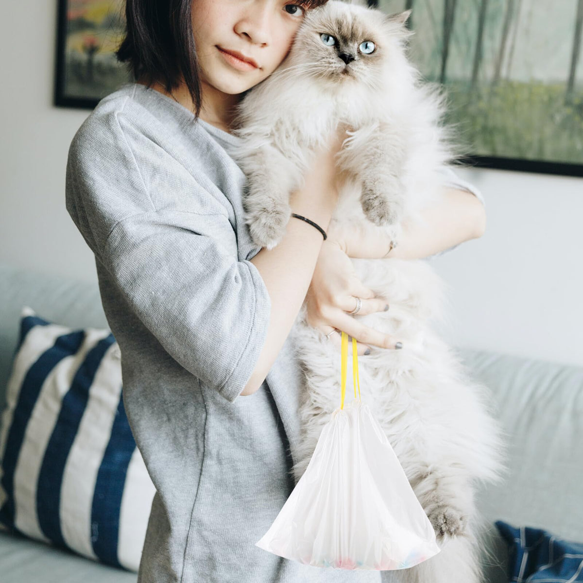 Disposable Drawstring Waterproof Cat Litter Bags I684609