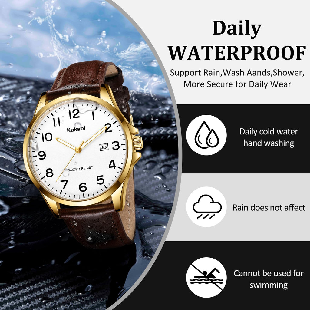 Men Fashion Minimalist Waterproof Quartz Analog Date Leather Strap Watch L578639