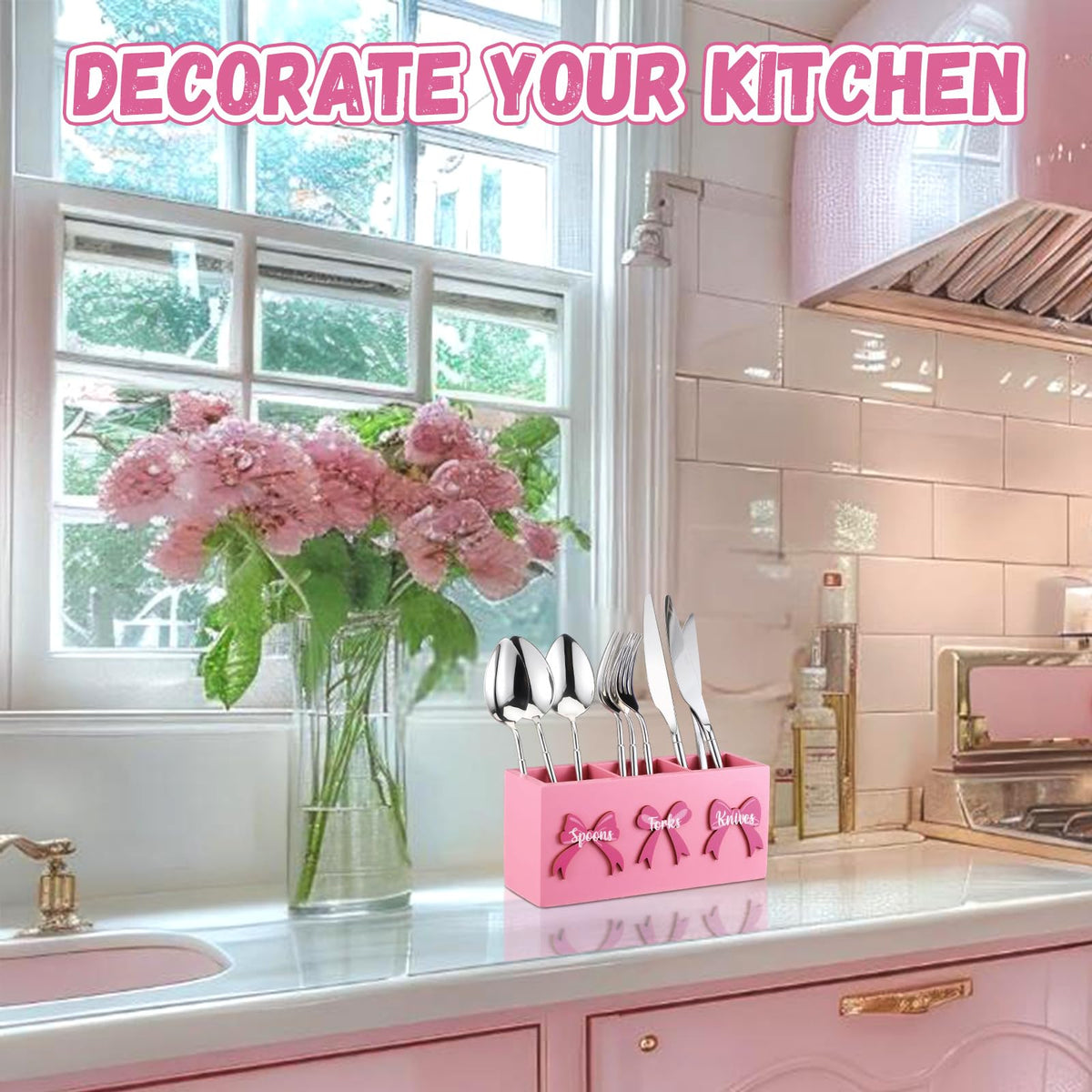 Pink Wood Utensil Holder H597363