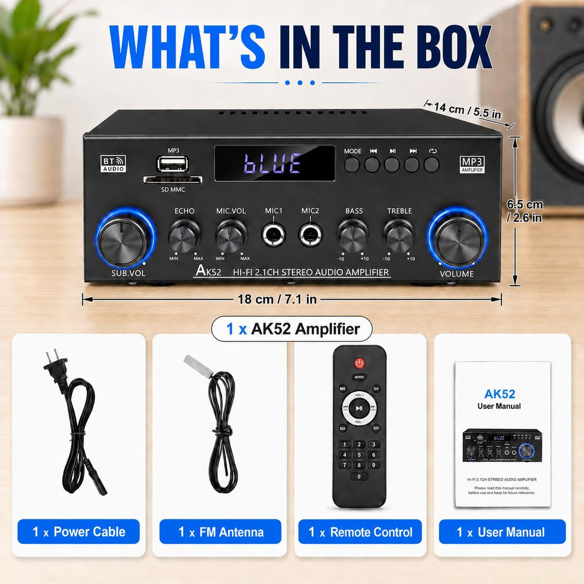 Bluetooth 5.0 2.1 Channel 400W Stereo Amplifier D134