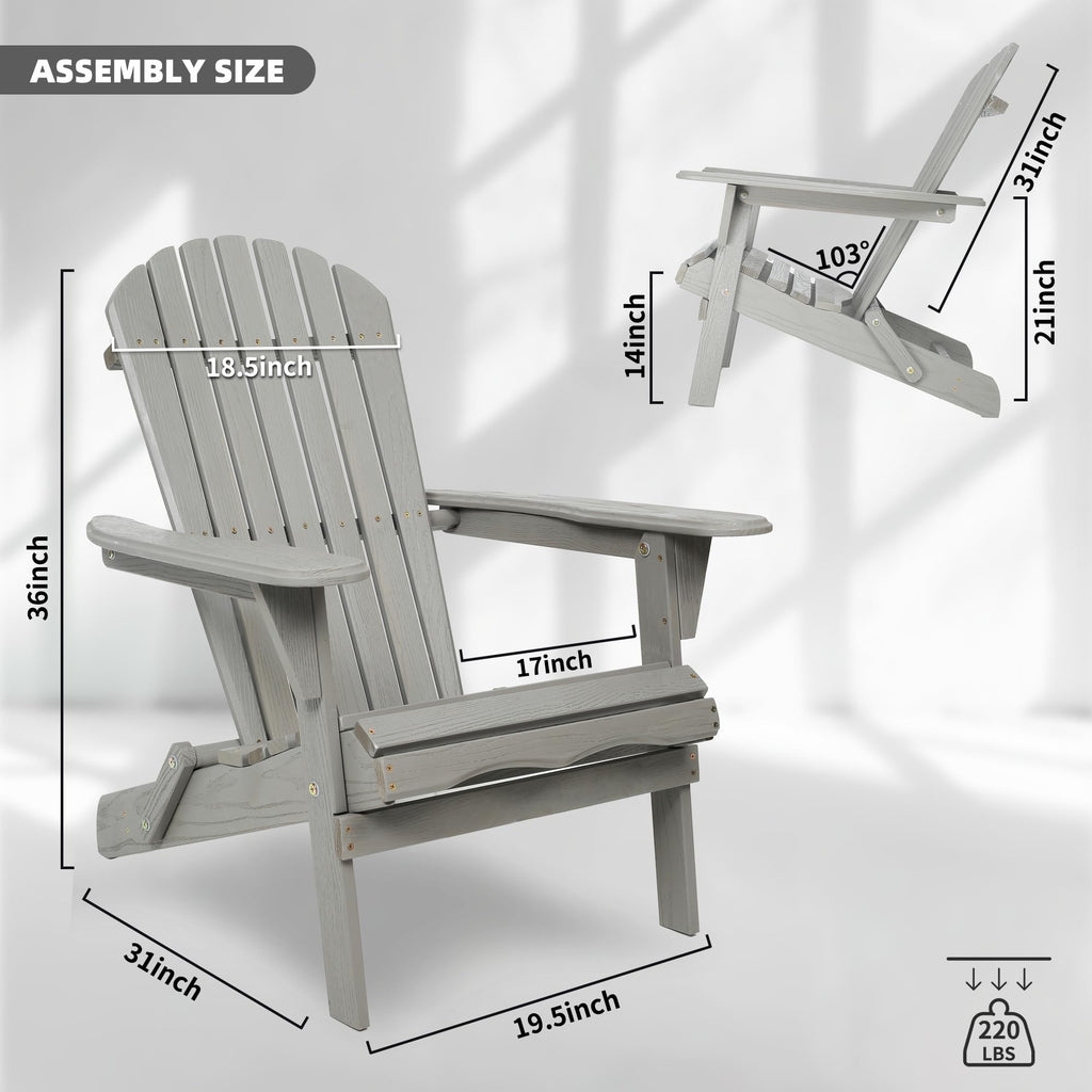 Wood Folding Adirondack Chair Set of 2 Solid Cedar U651050