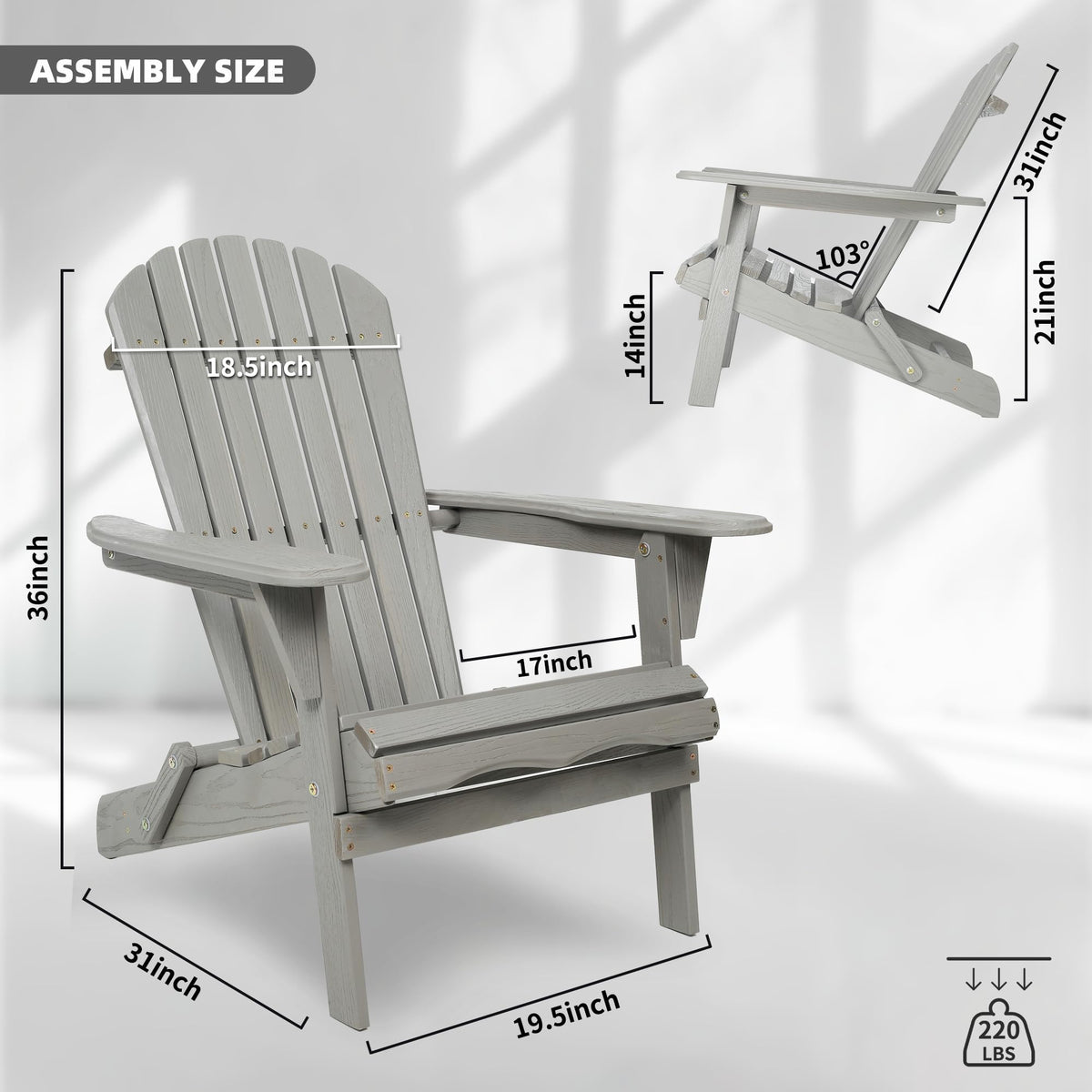Wood Folding Adirondack Chair Set of 2 Solid Cedar U651050