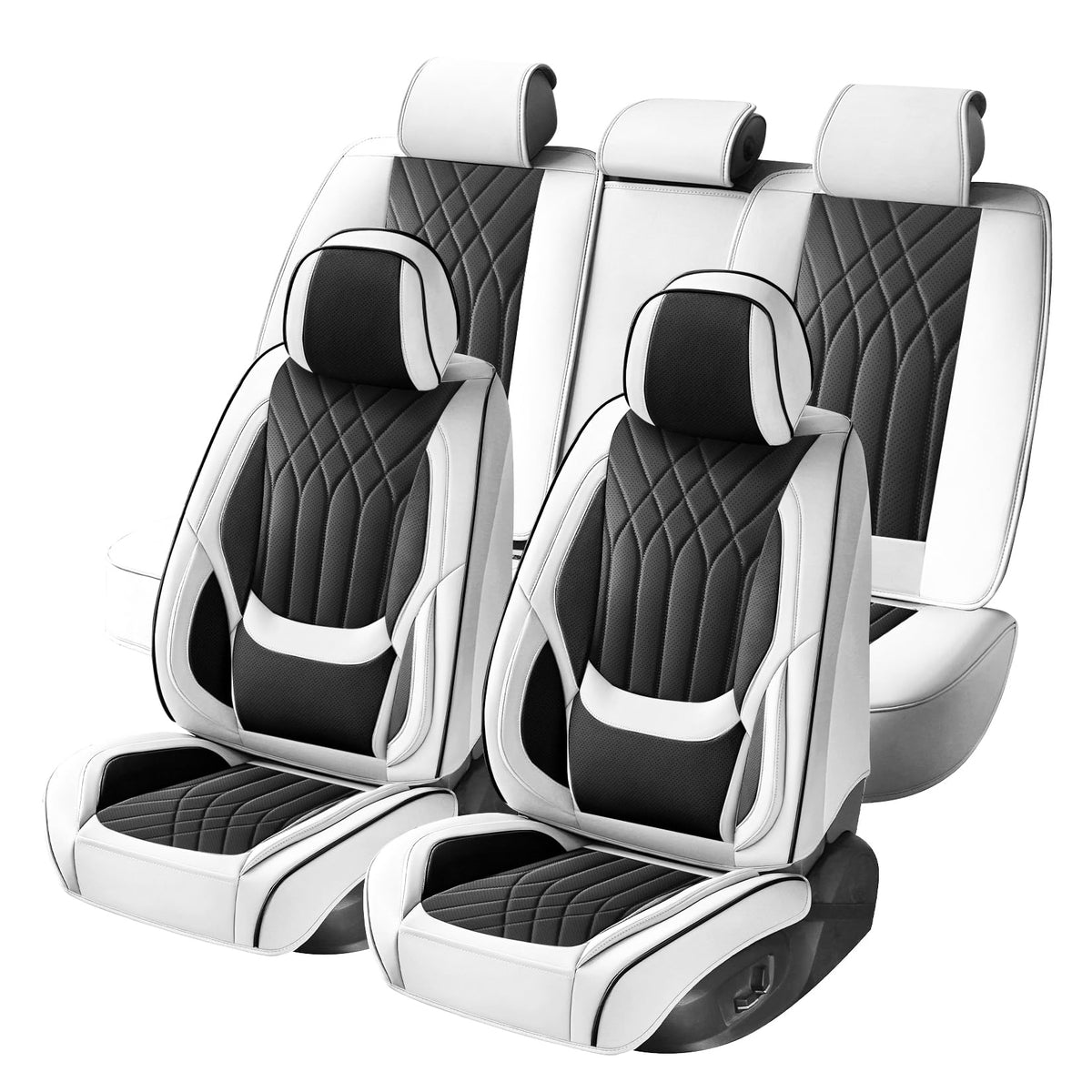 Black White Car Seat Covers Full Set E5634