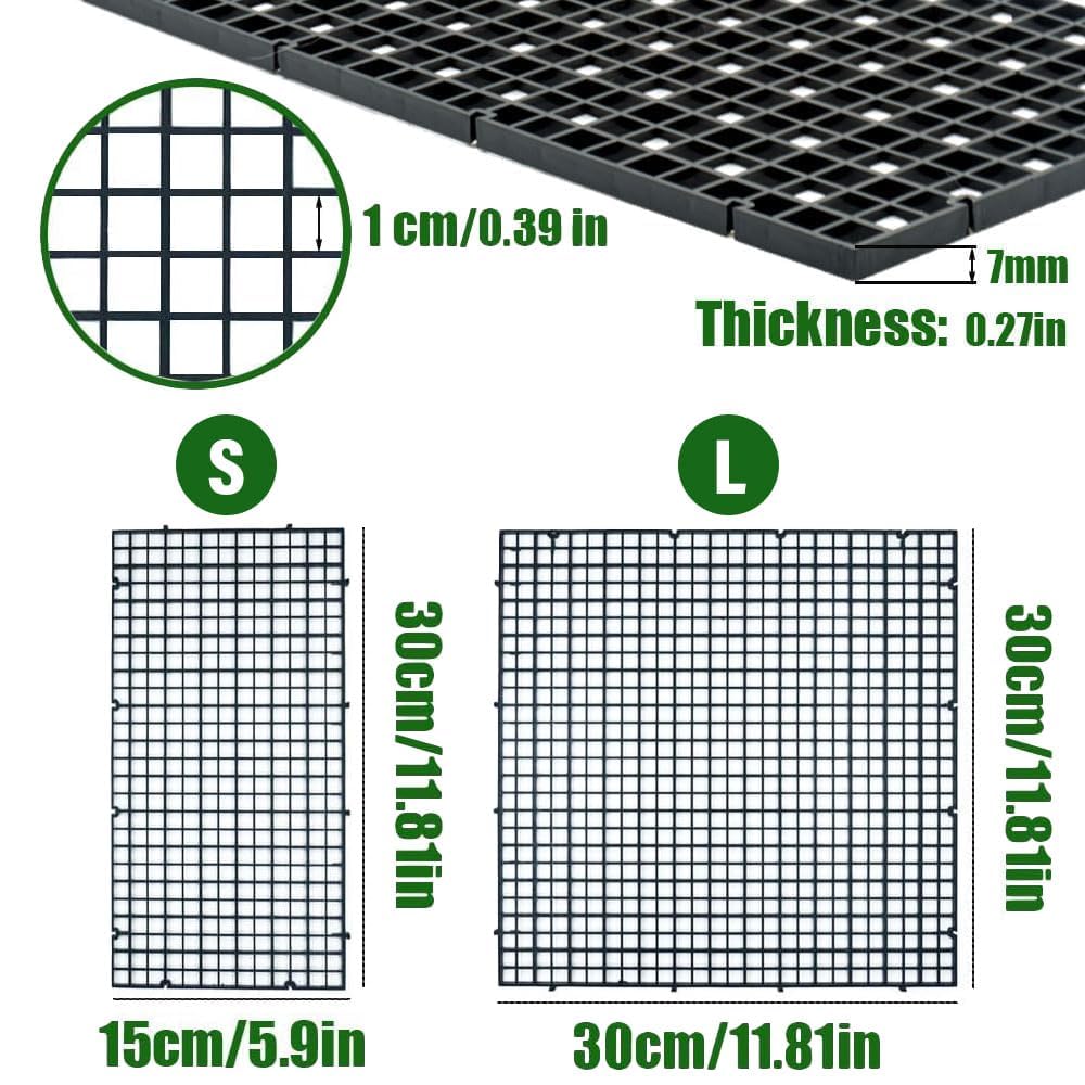 Fish Tank Anti-Jump Set, Aquarium Lid, 8 Pieces Plastic Grid with Brackets and Cable Ties V234