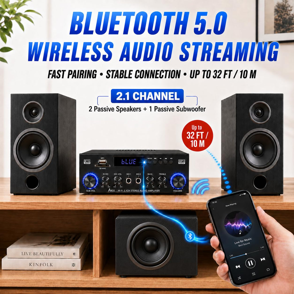 Bluetooth 5.0 2.1 Channel 400W Stereo Amplifier D134