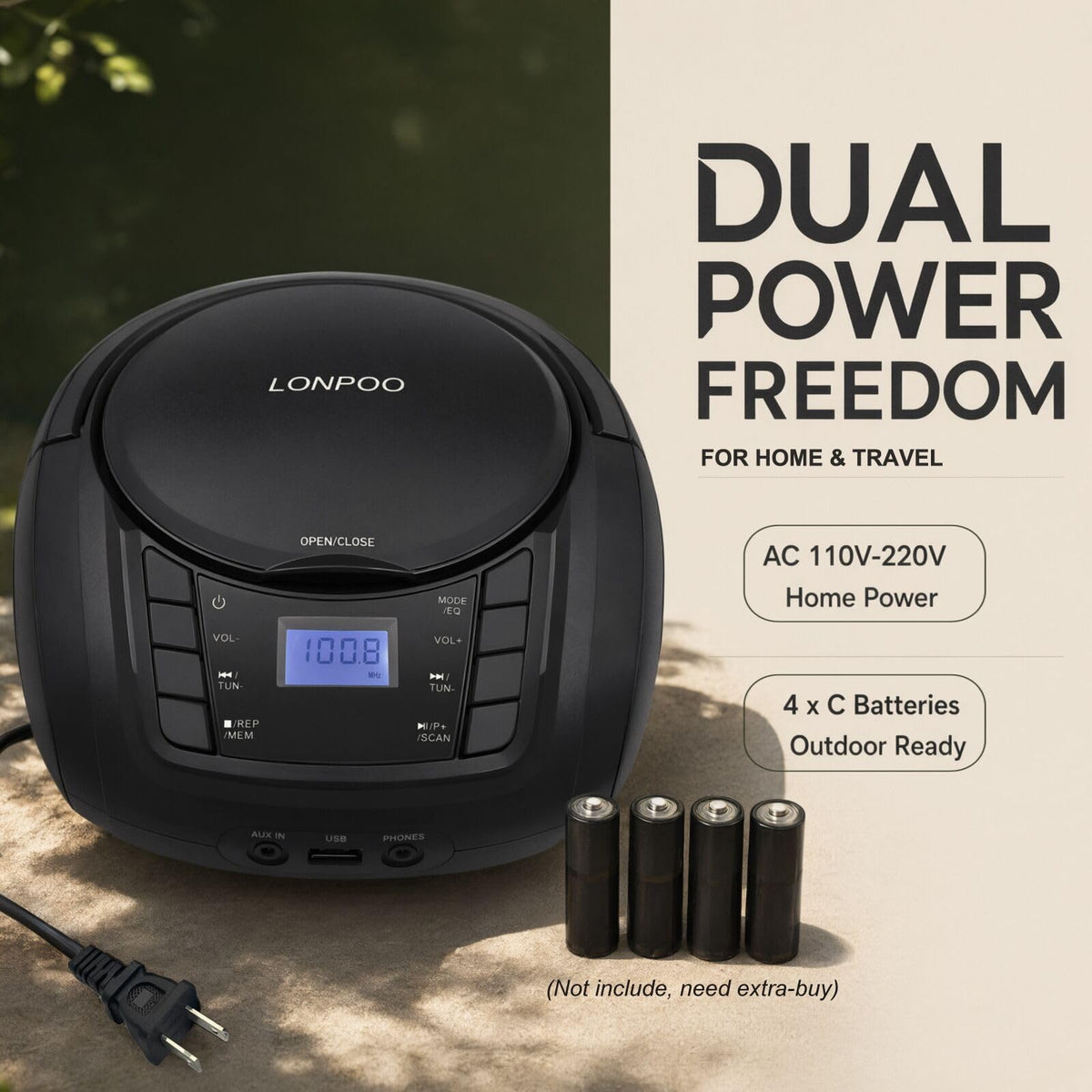 Portable CD Player Boombox with Speakers O336611