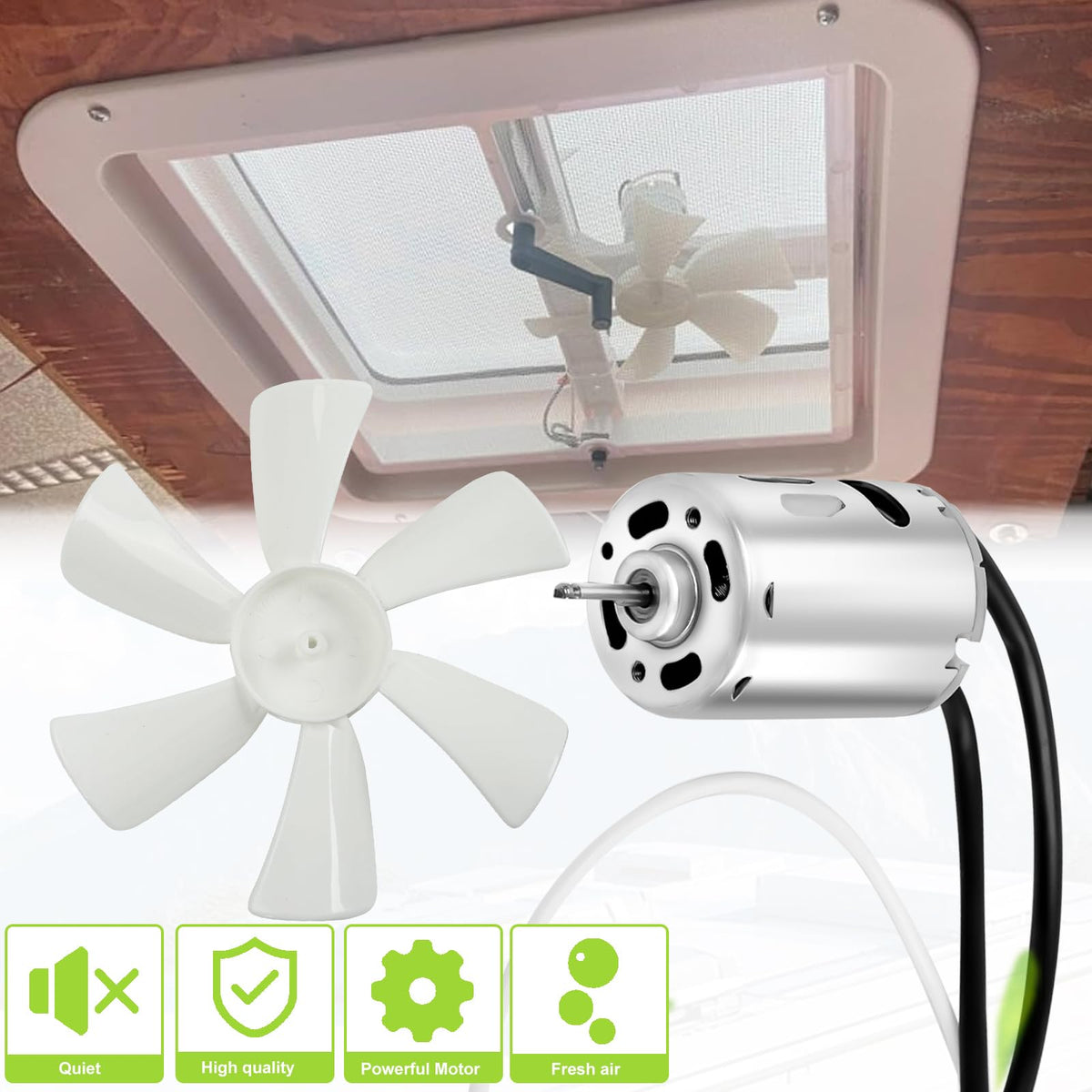 14" RV Roof Vent with 12V Fan, White I5317