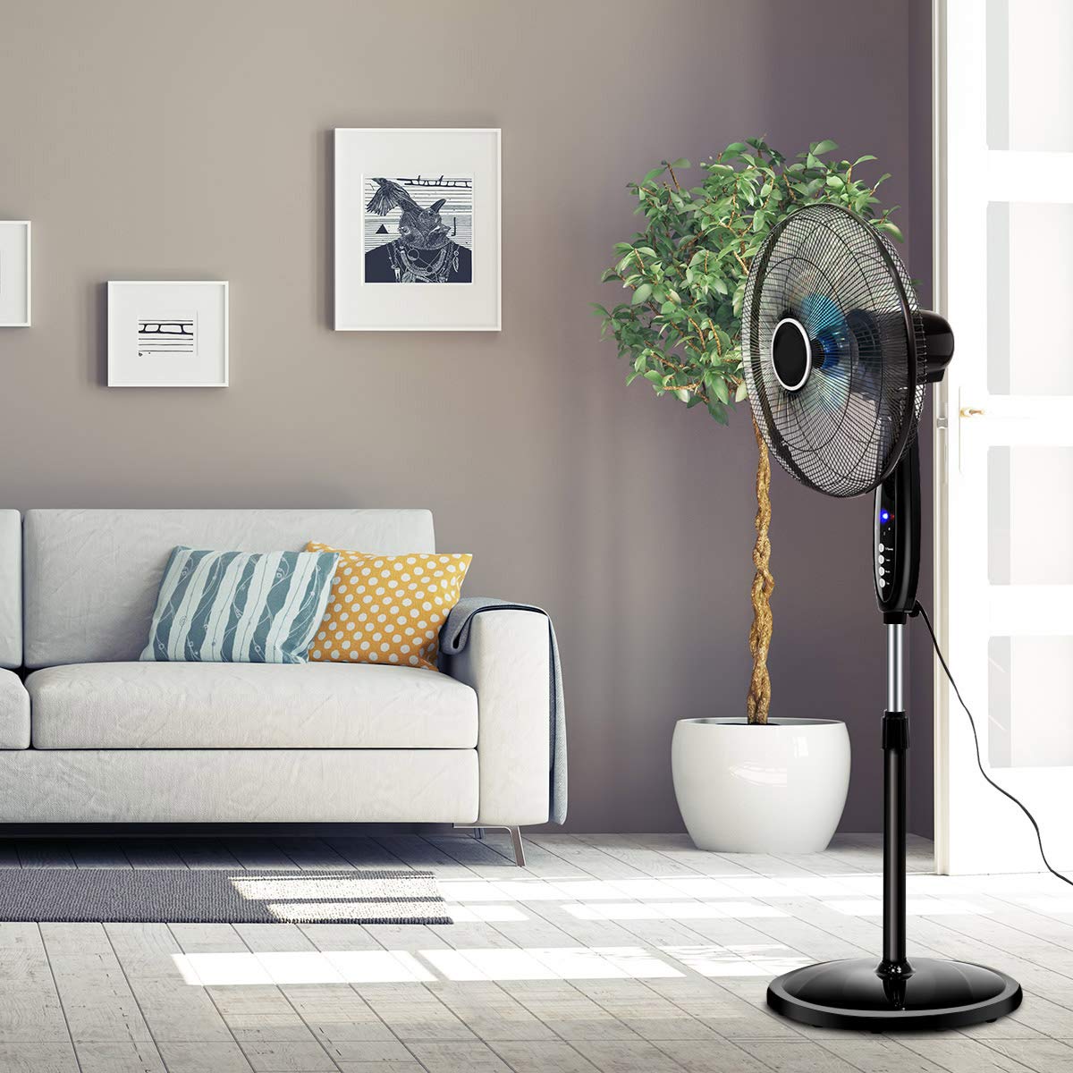 16" Oscillating Pedestal Fan with Remote Control H541889