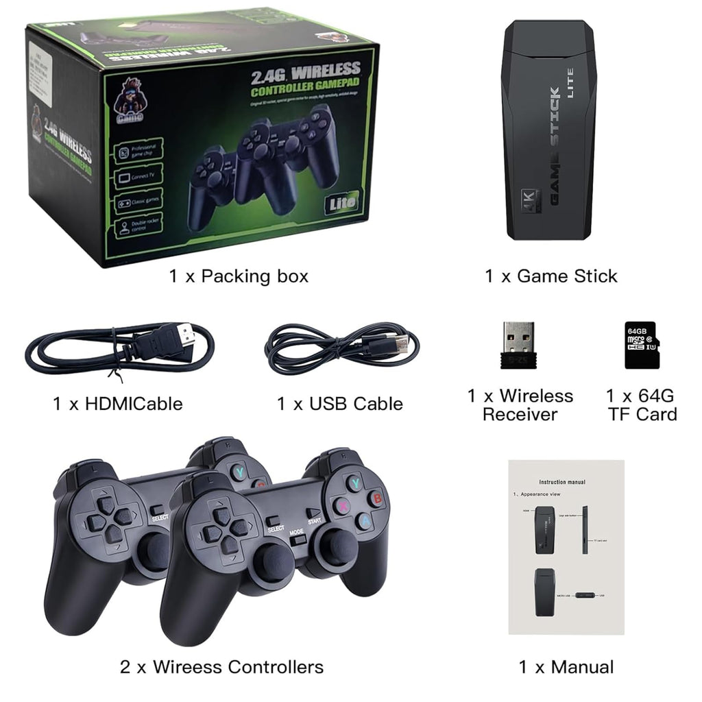 Retro Game Console with 2.4G Wireless Controllers E3316