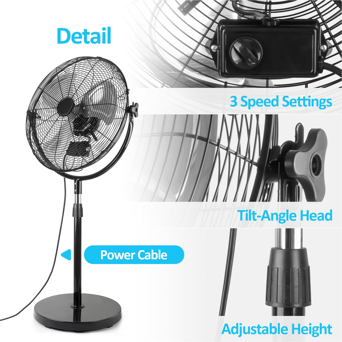 20 Inch Heavy Duty High Velocity Metal Stand Pedestal Fan I199045