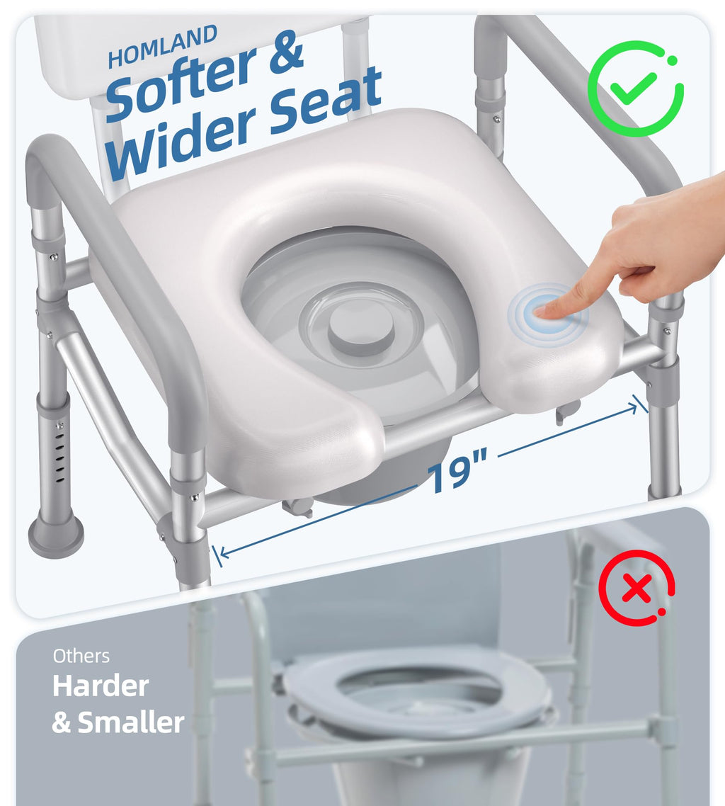 Shower Chair with Arms and Back and Bedside Commode with Padded Seat and Backrest U376
