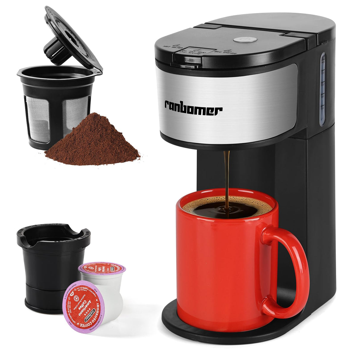 K Cup Single Serve Coffee Maker 2 in 1 J868920