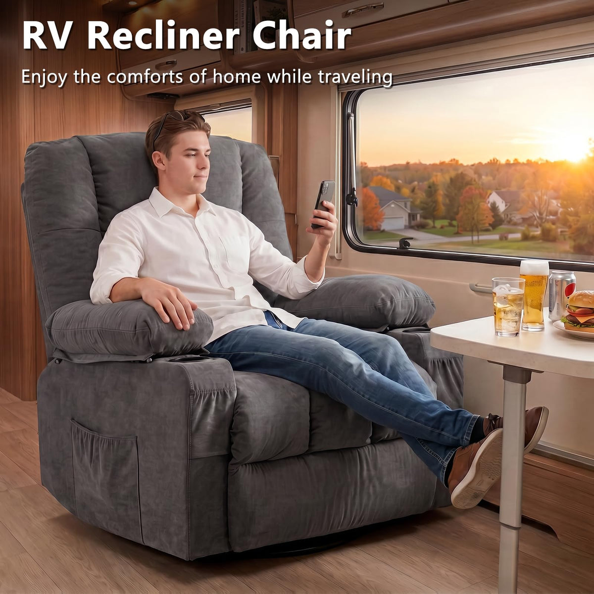 Swivel Rocker Recliner Chair with Massage and Heat Y21597