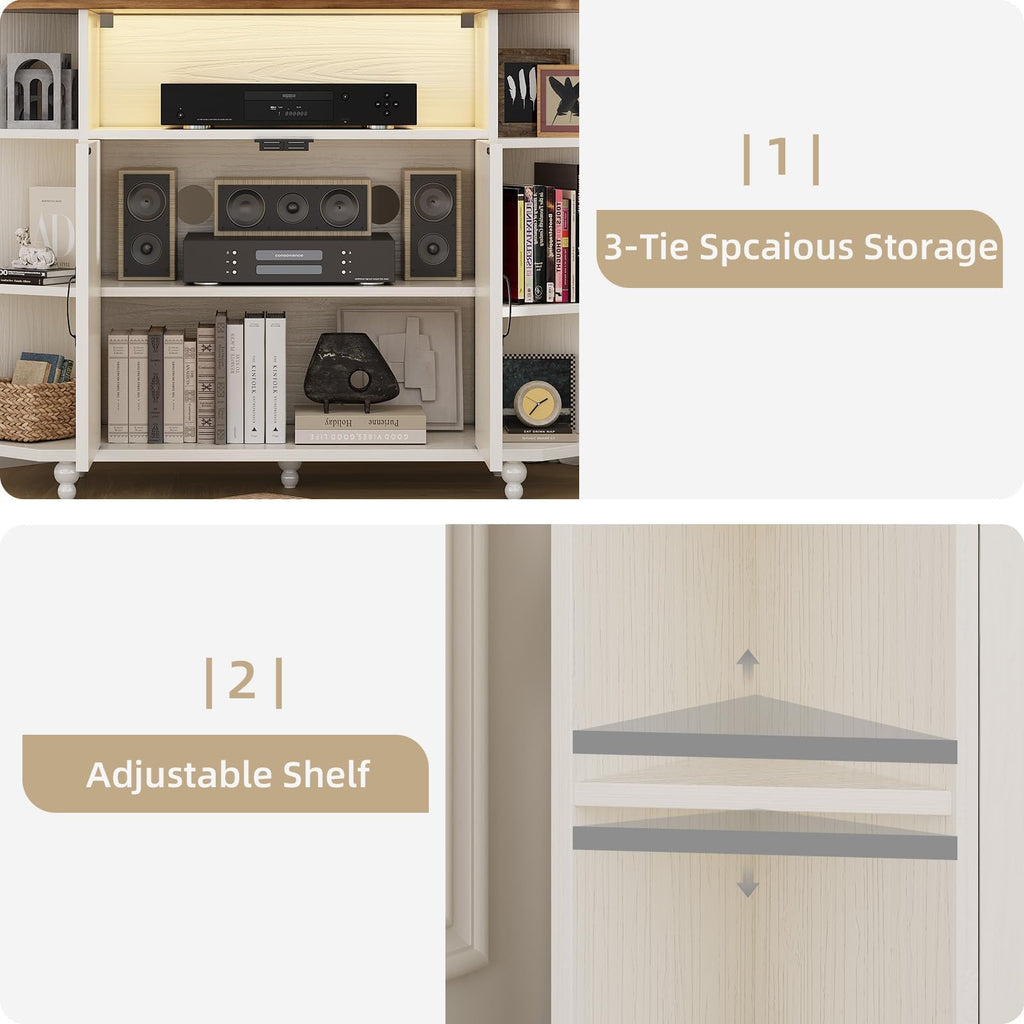 White Corner TV Stand with Storage V663483