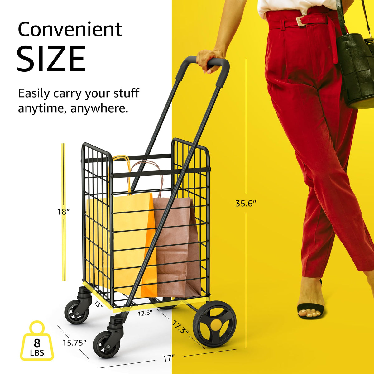 Black Foldable Lightweight Utility Cart C568