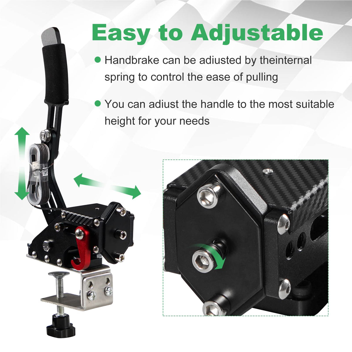 2-in-1 USB Handbrake with Hall Sensor and Clamp A13778
