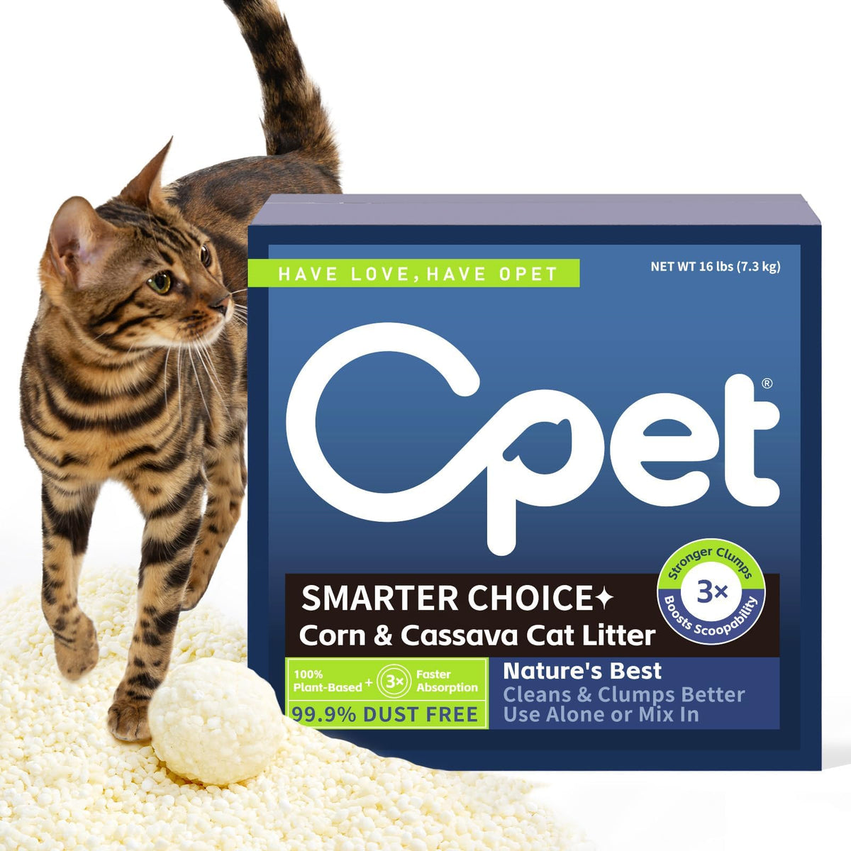 Cassava Cat Litter, Quick Clumping Plant-Based Pellets, Low Dust, 16 lb S60585