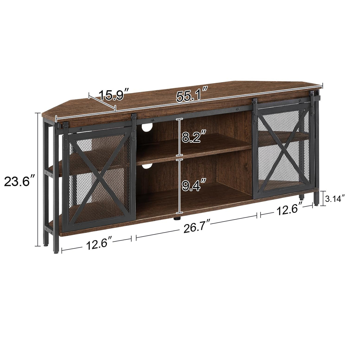 Brown Corner TV Stand with Storage B732