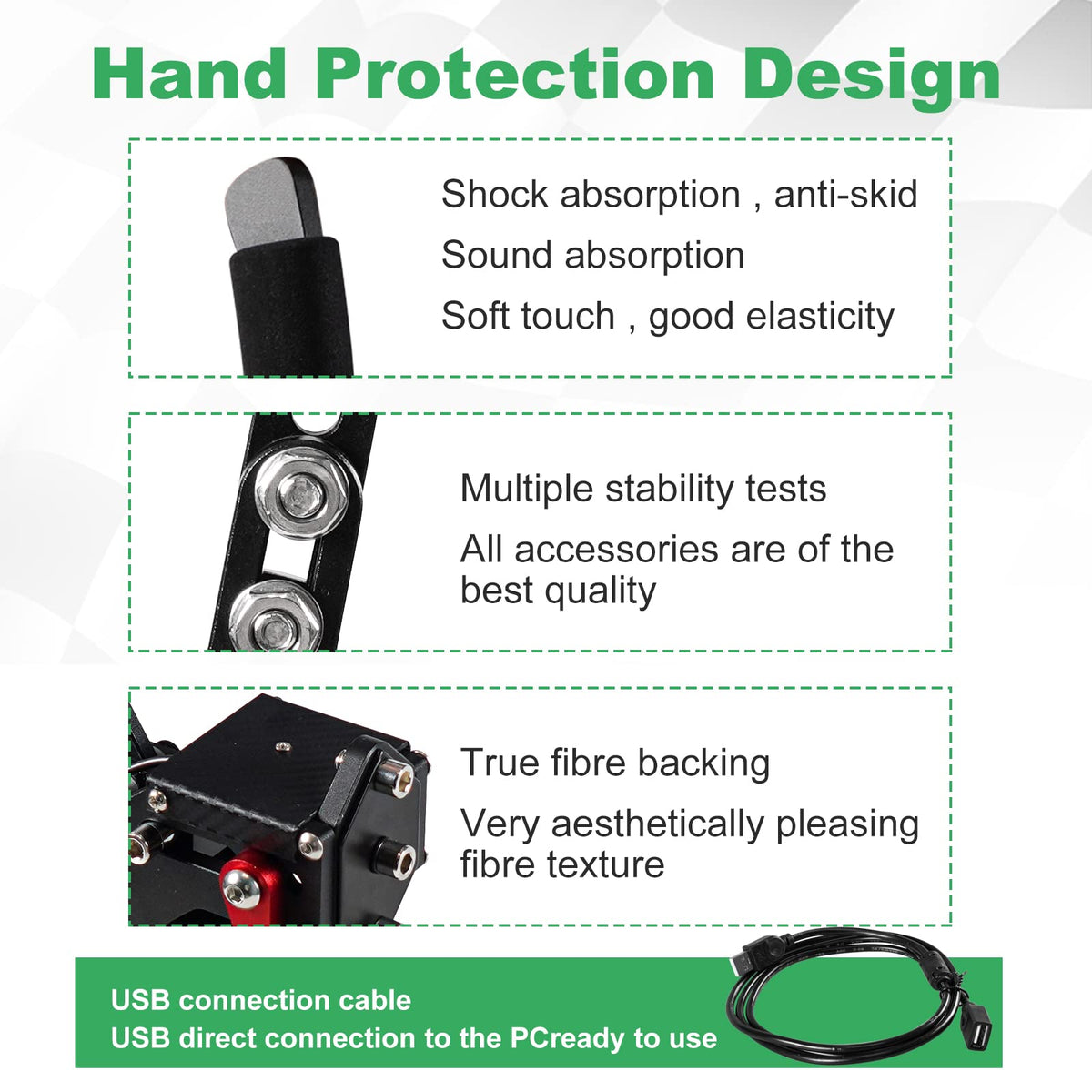 2-in-1 USB Handbrake with Hall Sensor and Clamp A13778