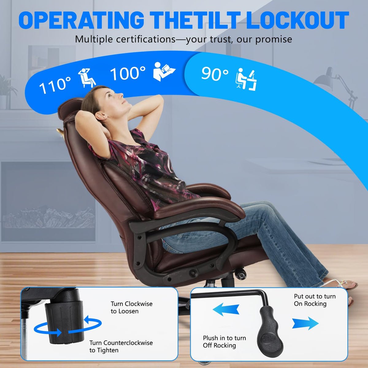 Big and Tall Office Chair with Adjustable Headrest R976