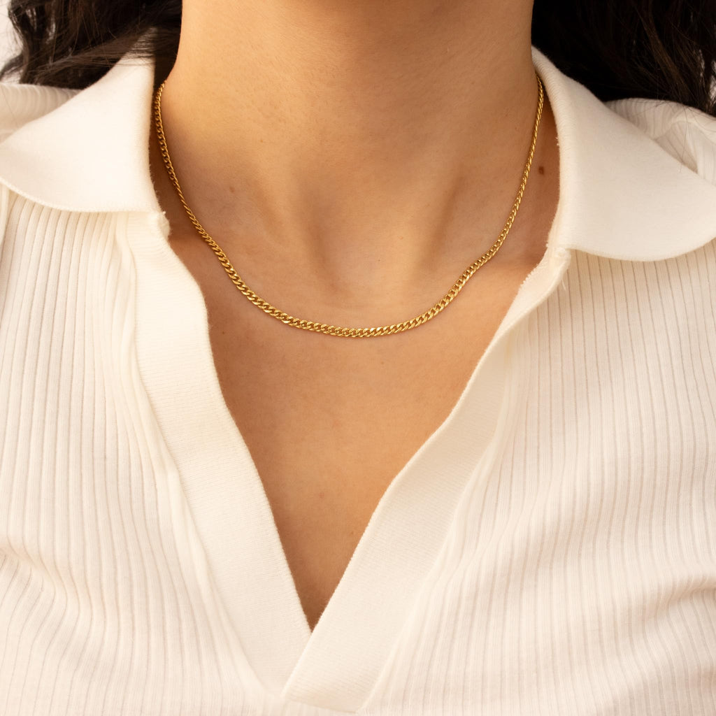 14k Gold Hollow Cuban Link Chain Necklace Z48431