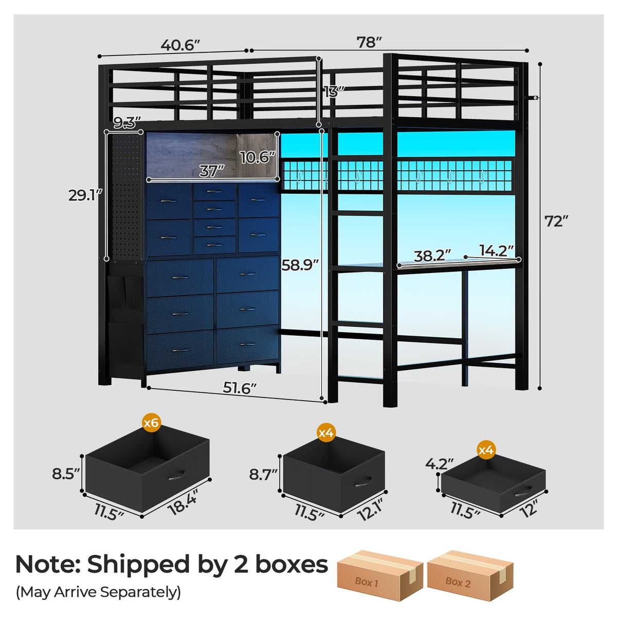 Twin Loft Bed with Desk and Storage Drawers Z92479
