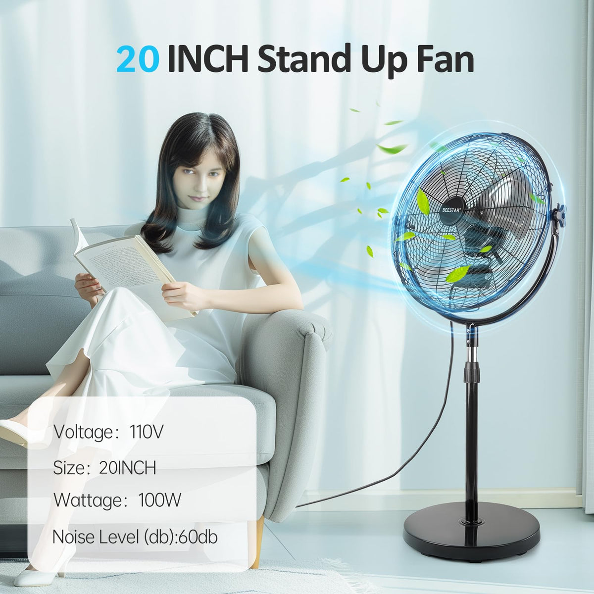 20 Inch Heavy Duty High Velocity Metal Stand Pedestal Fan I199045