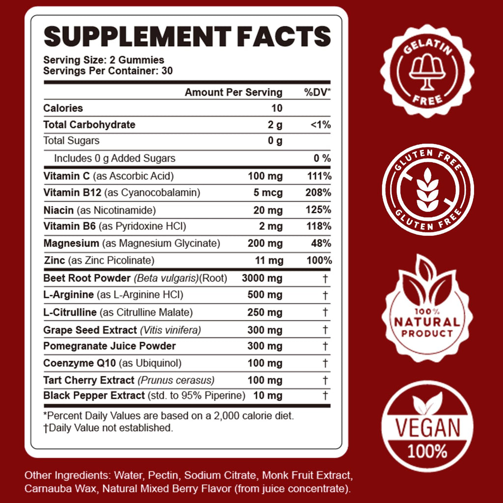 Beet Root Gummies Nitric Oxide Supplement F427