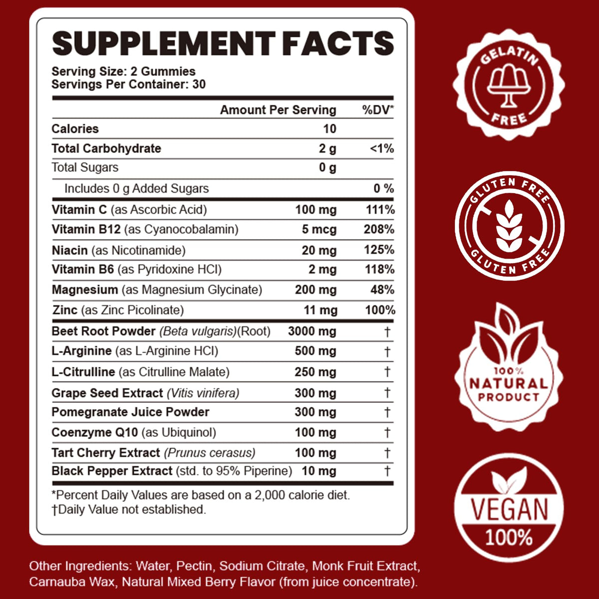 Beet Root Gummies Nitric Oxide Supplement F427