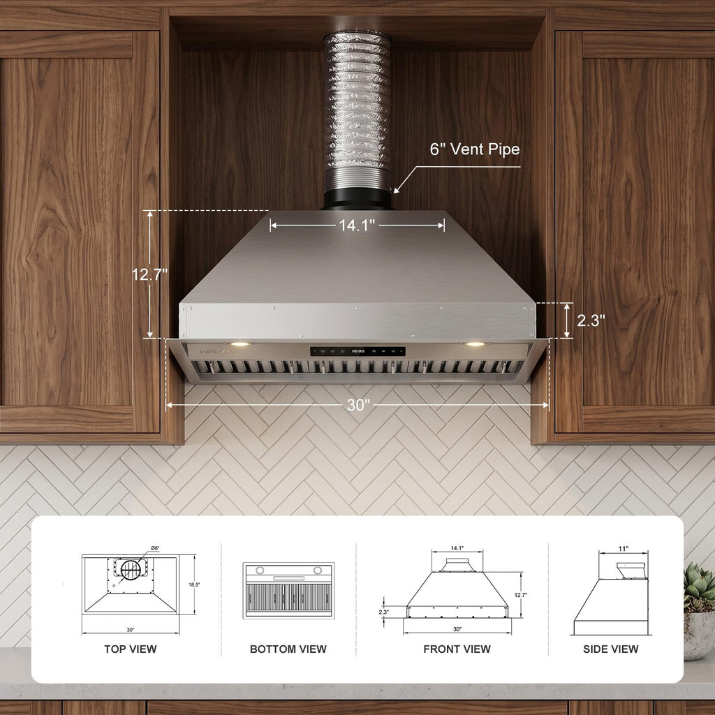 30 Inch 1200 CFM 8-Speed Kitchen Exhaust Fan P5604