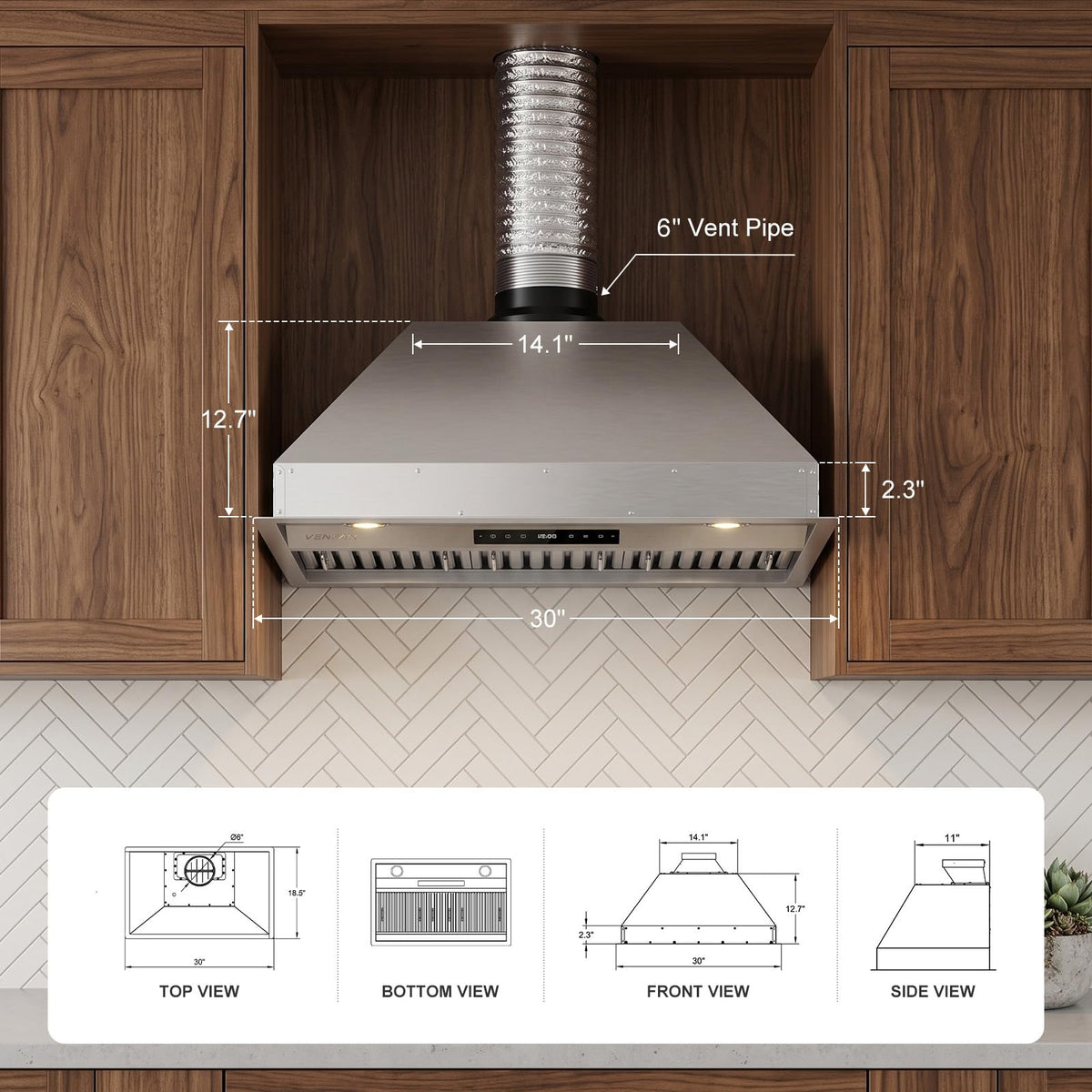 30 Inch 1200 CFM 8-Speed Kitchen Exhaust Fan P5604
