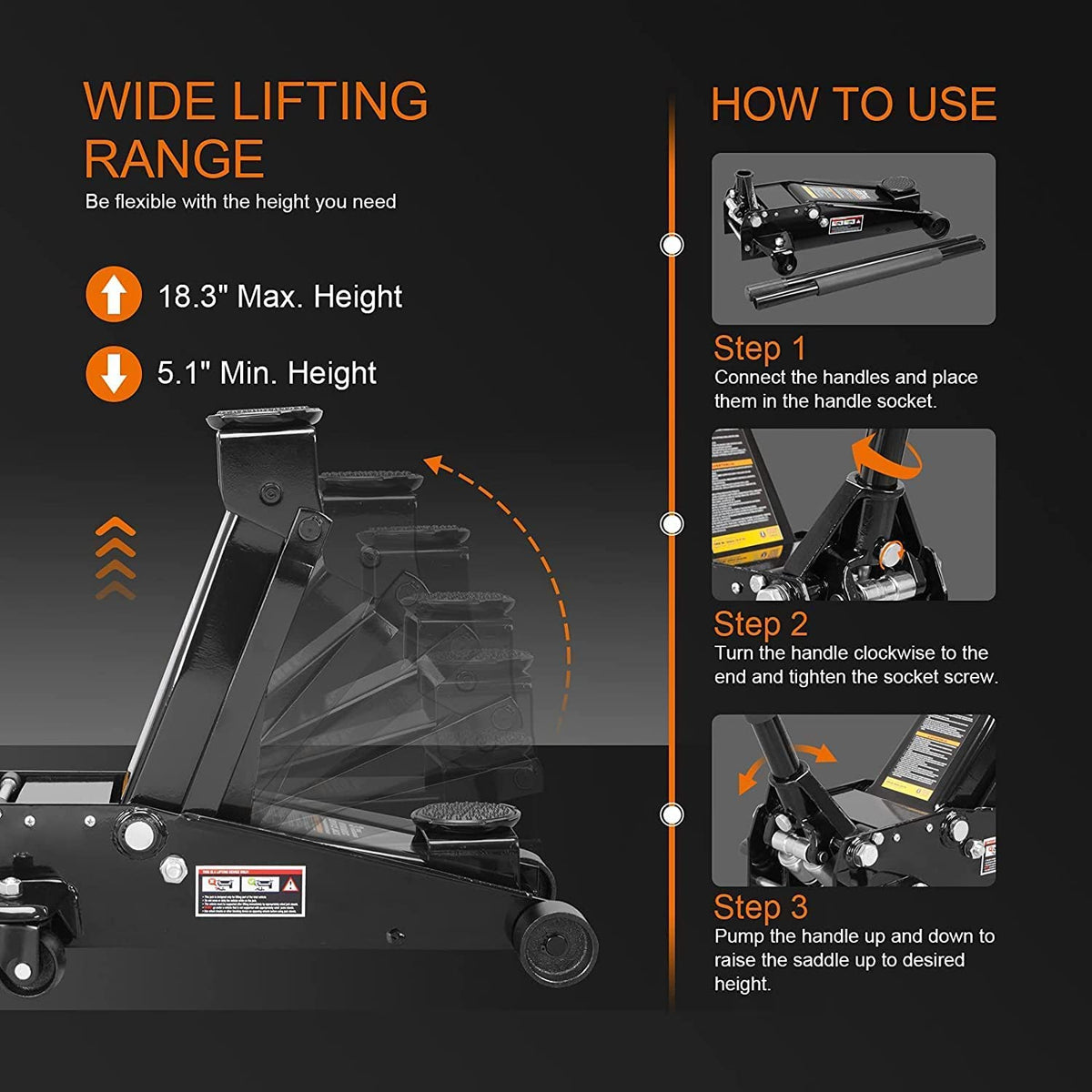 3 Ton Hydraulic Heavy Duty Steel Floor Jack Z420601