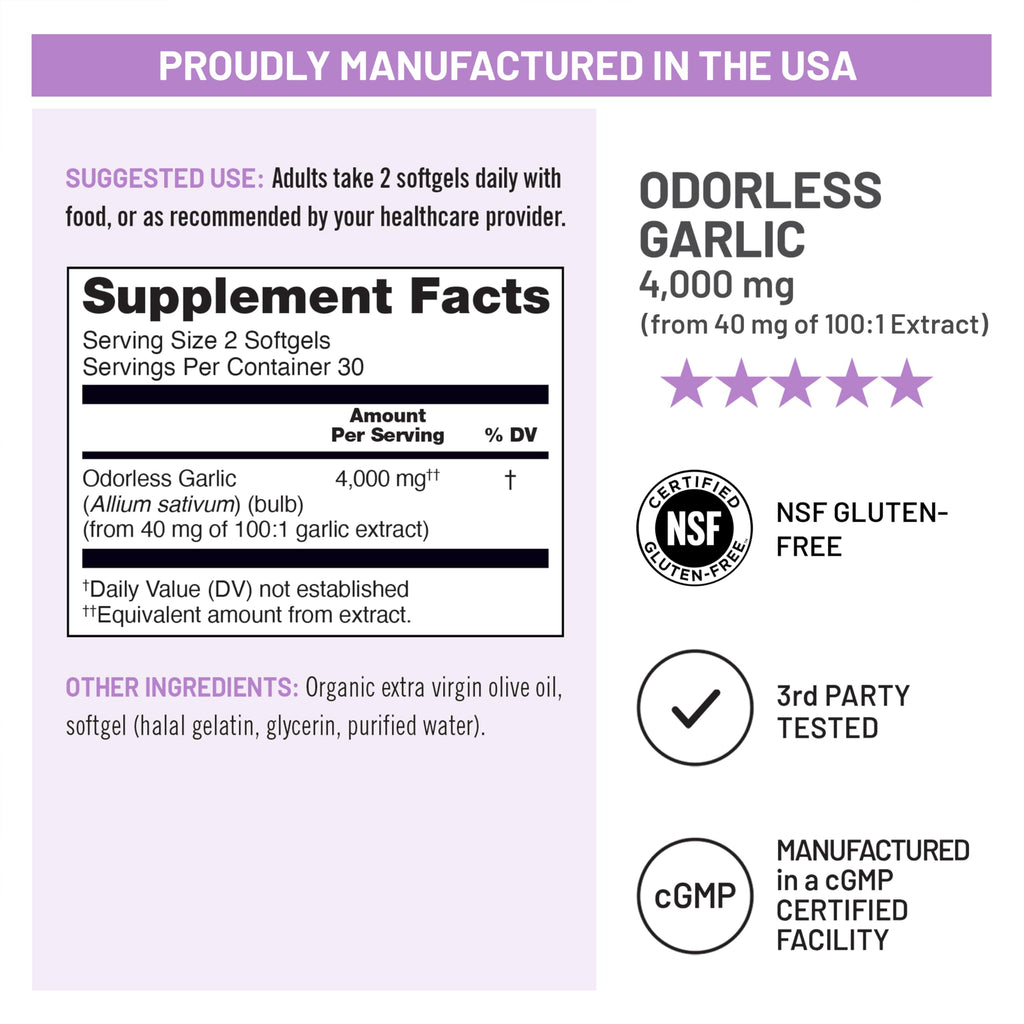 Odorless Garlic Supplement 4000mg 60 Count W751