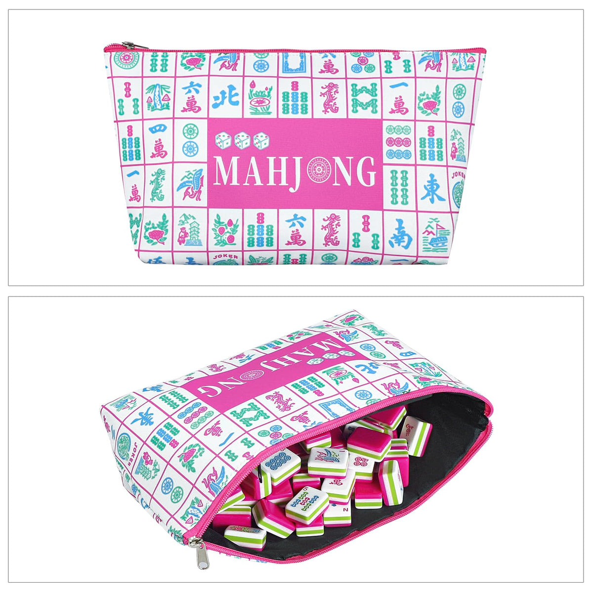 166 Acrylic Engraved Mahjong Tile Set with Carrying Bag R689