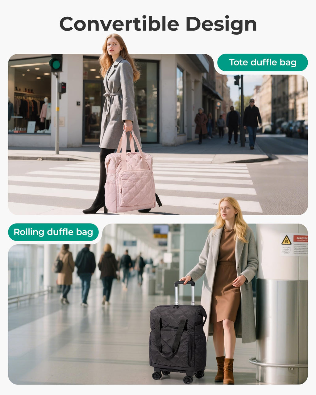 35L Rolling Duffle Bag with Wheels O75927