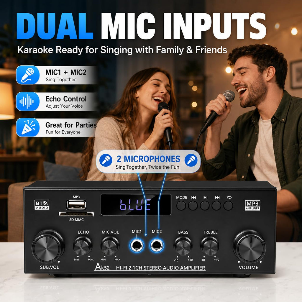 Bluetooth 5.0 2.1 Channel 400W Stereo Amplifier D134