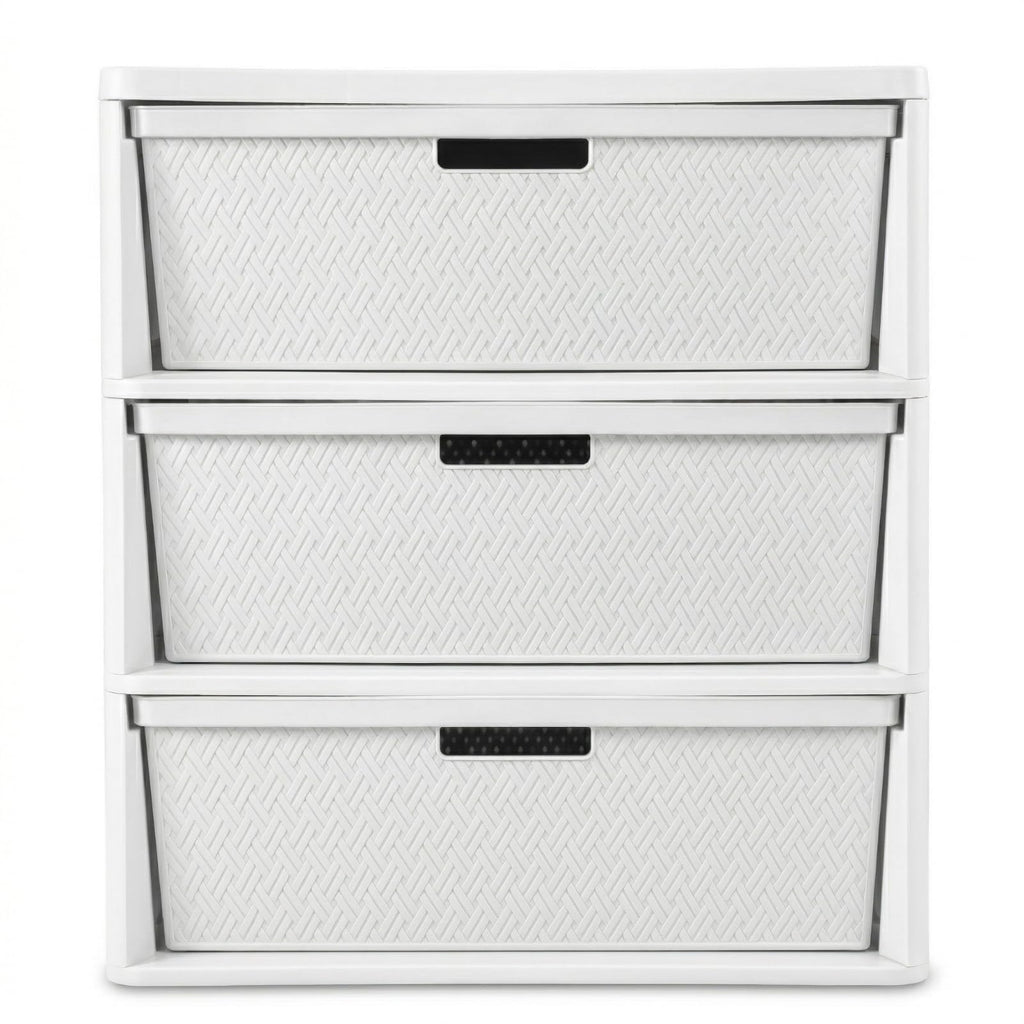 Opaque White 3-Drawer Plastic Storage Tower S143