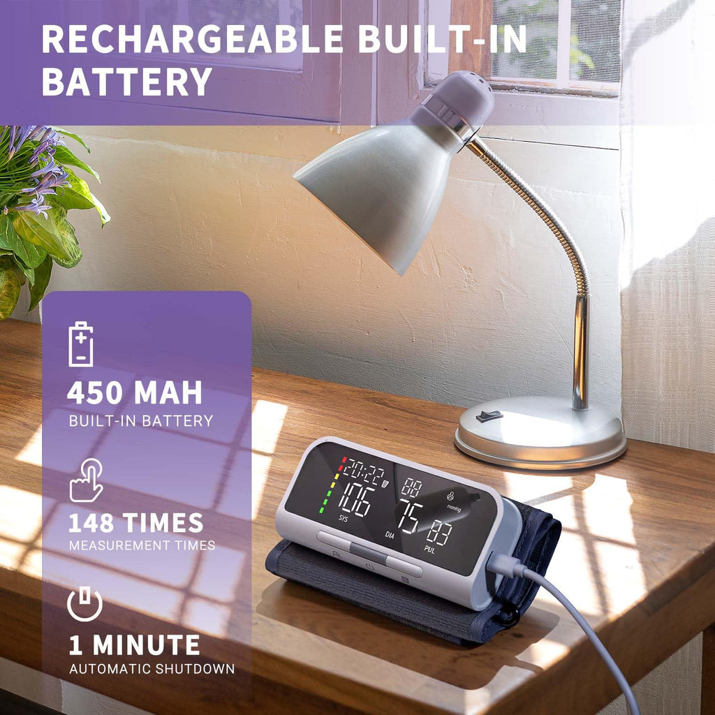Bluetooth Blood Pressure Monitor Upper Arm Rechargeable Automatic Digital Cuff J76100