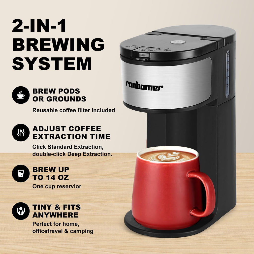 K Cup Single Serve Coffee Maker 2 in 1 J868920