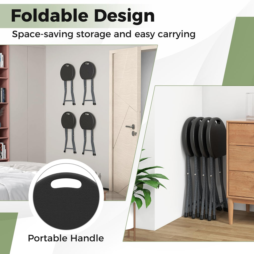 Black Folding Stool with Carry Handle 330lbs Capacity H7286