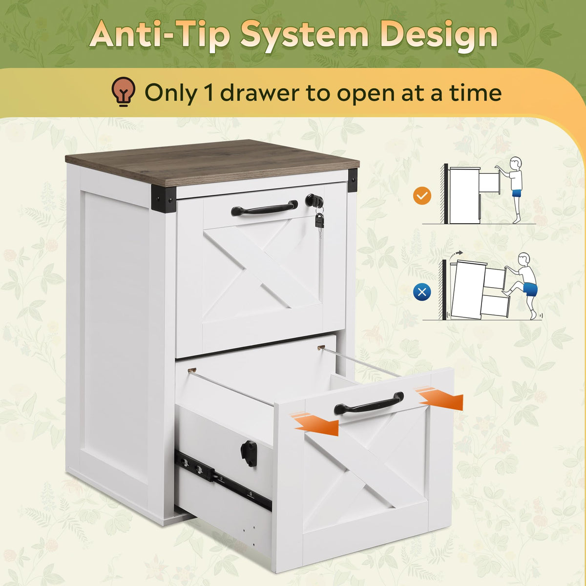 2-Drawer File Cabinet with Lock V835