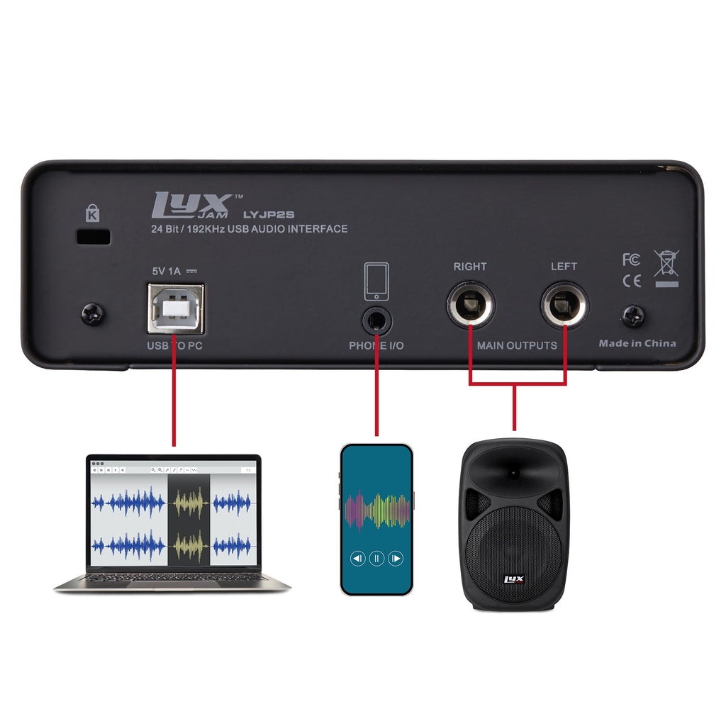2x2 USB Audio Interface Recording Bundle with Condenser Mic, Headphones, Shockmount, XLR Cable F94339