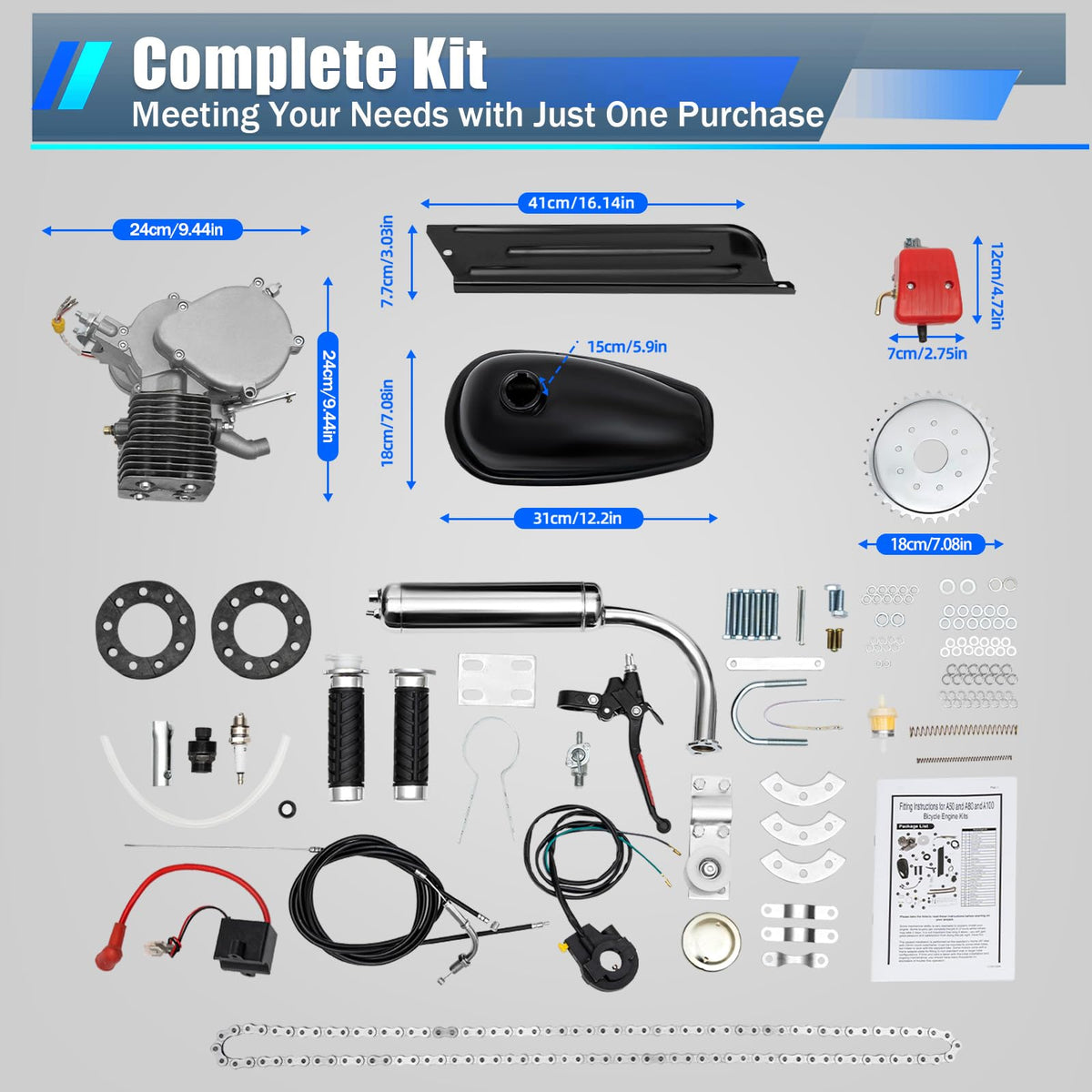 100CC 2-Stroke Air-Cooling Bicycle Engine Kit E16477
