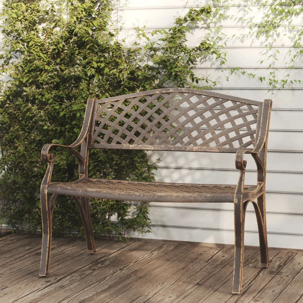 Bronze Cast Iron Garden Bench with Floral Design F471865