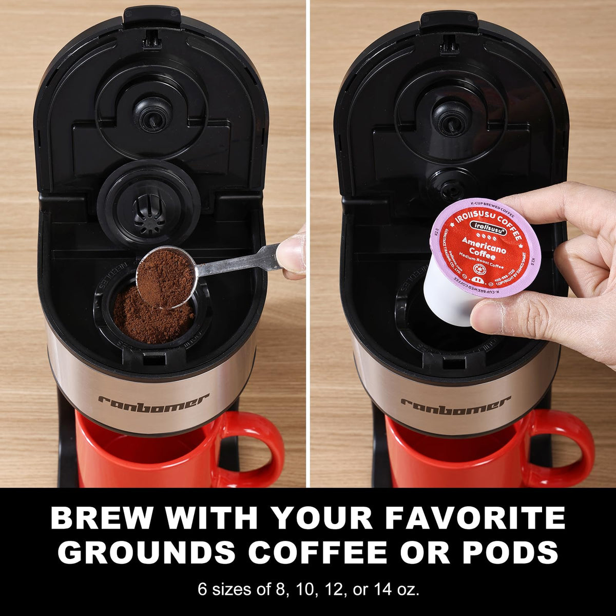 K Cup Single Serve Coffee Maker 2 in 1 J868920