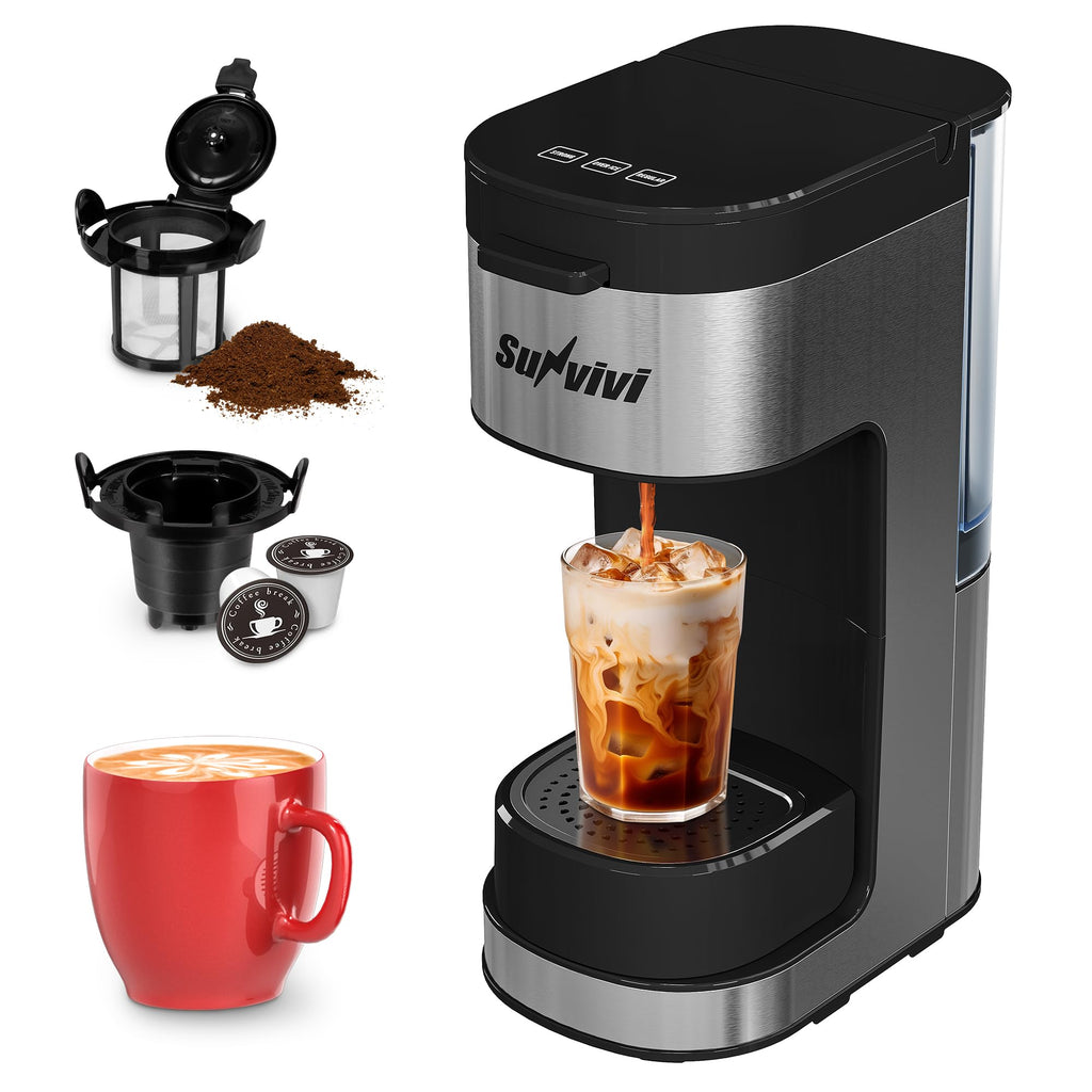 3-in-1 Single Serve Coffee Maker with Removable Water Reservoir, Black X354