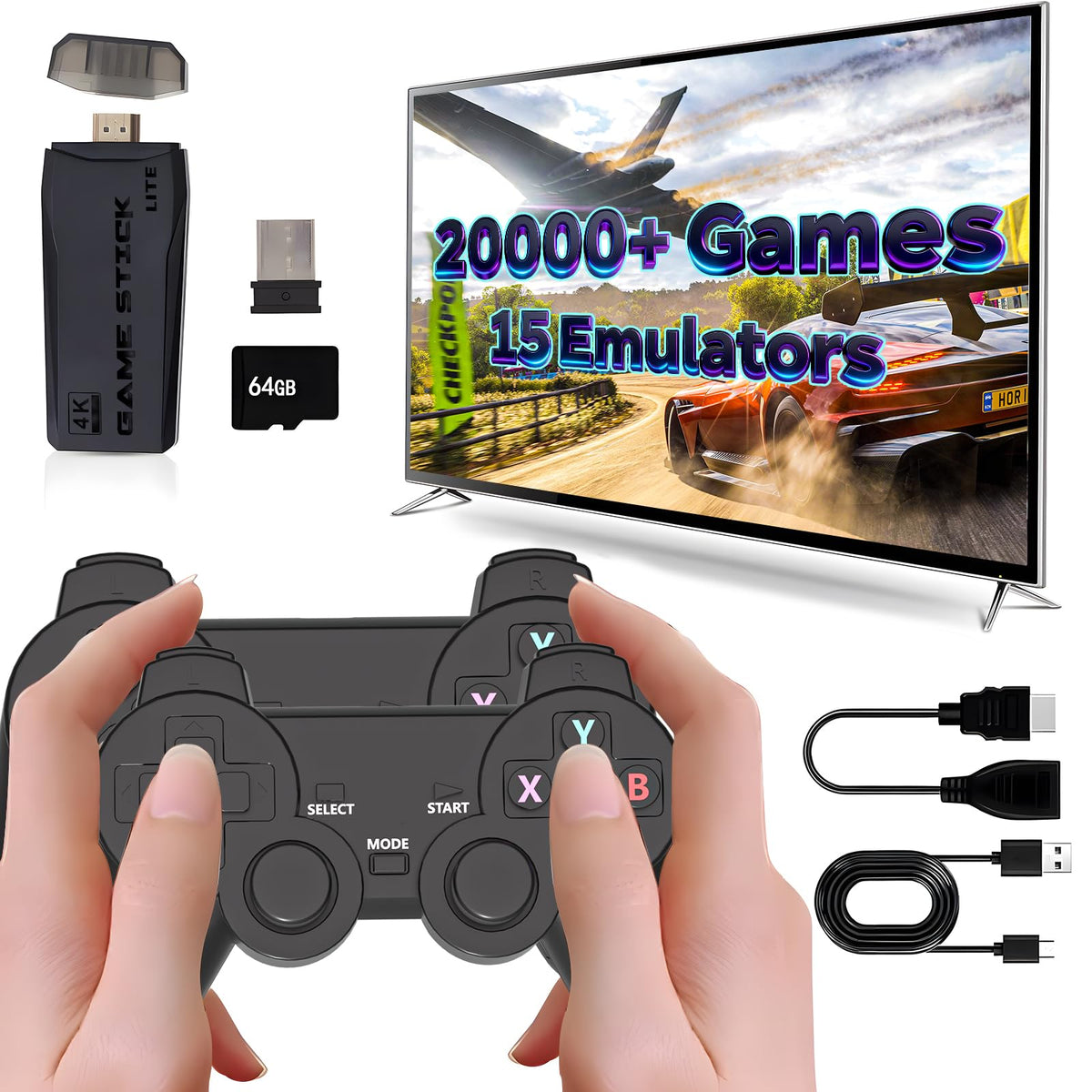 Retro Game Console with 2.4G Wireless Controllers E3316