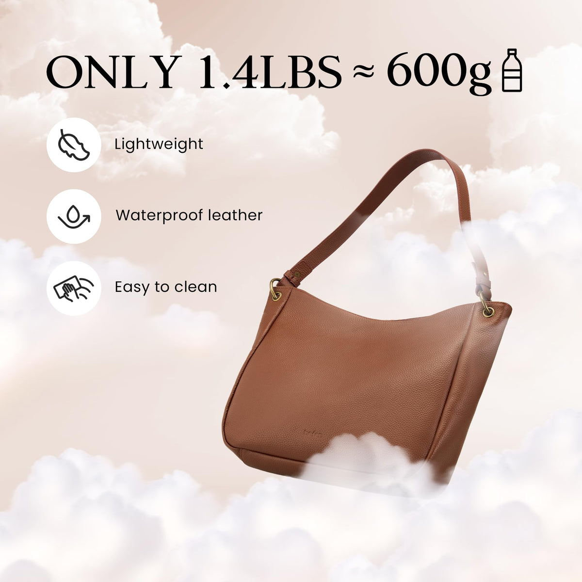 Genuine Leather Hobo Crossbody Bags with 2 Detachable Straps N590