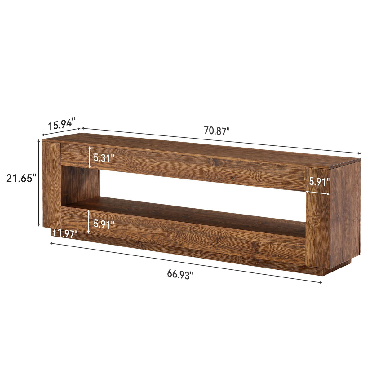 70.86-in Solid Wood 2-Tier TV Stand T5464