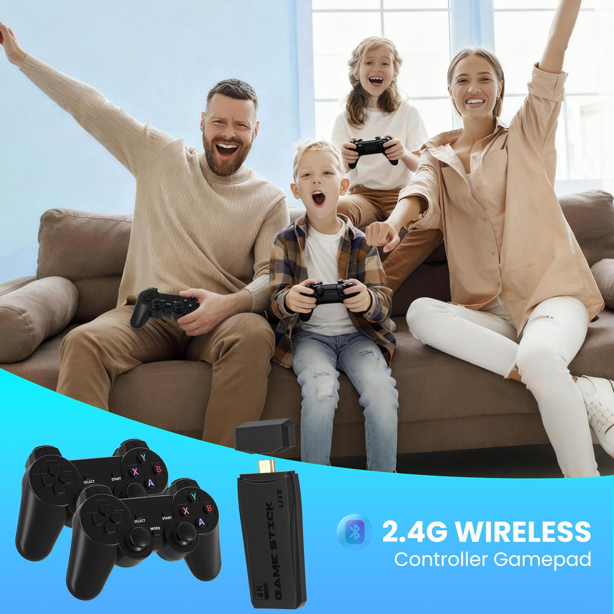 Retro Game Console with 2.4G Wireless Controllers E3316